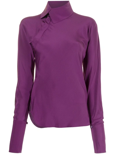 Shanghai Tang X Yuni Ahn Split Qipao Collar Blouse In Purple