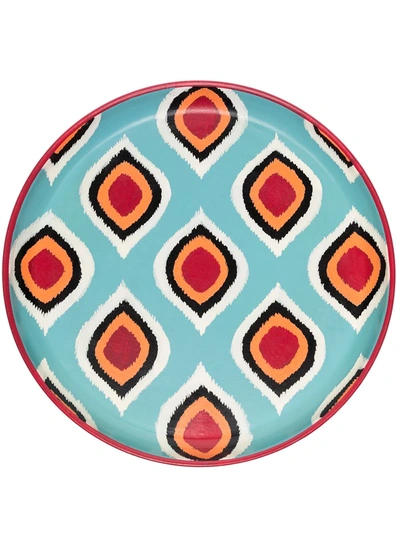 Shop Les Ottomans Ikat Round Tray In Blau