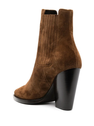 Shop Saint Laurent Chelsea Theo& Leather Boots In Brown