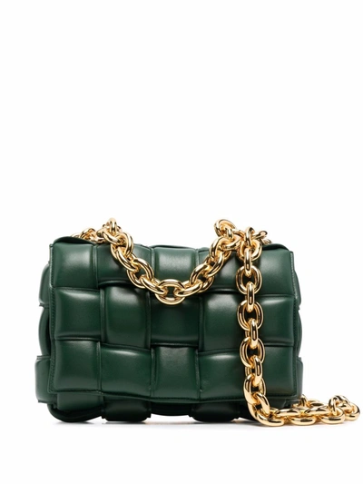 Shop Bottega Veneta The Chain Cassette Leather Shoulder Bag In Green