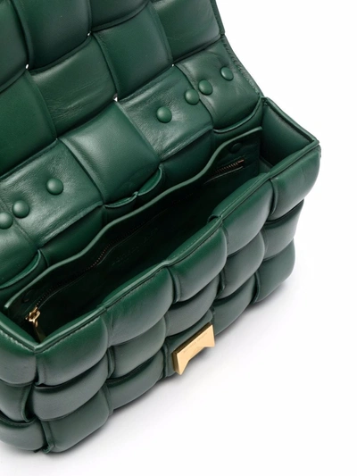 Shop Bottega Veneta The Chain Cassette Leather Shoulder Bag In Green