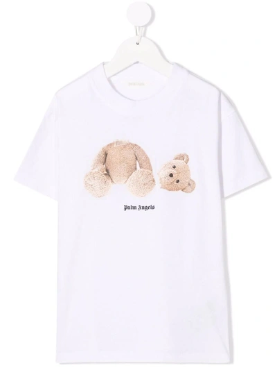 Shop Palm Angels Kids White Bear T-shirt