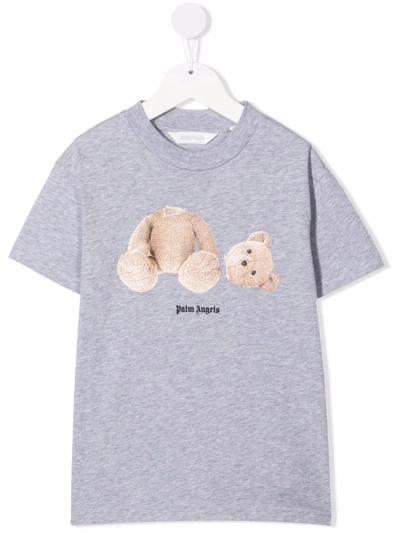 Shop Palm Angels Kids Grey Bear T-shirt