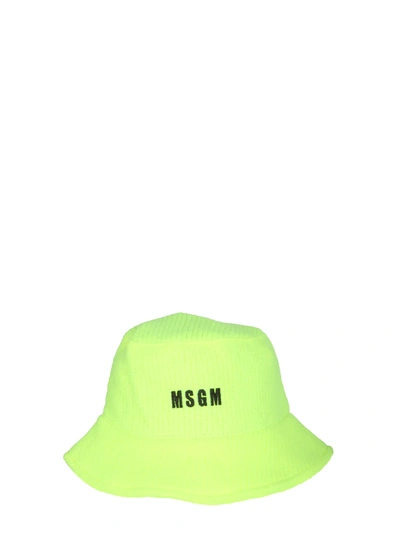 Shop Msgm Ribbed Bucket Hat In Giallo