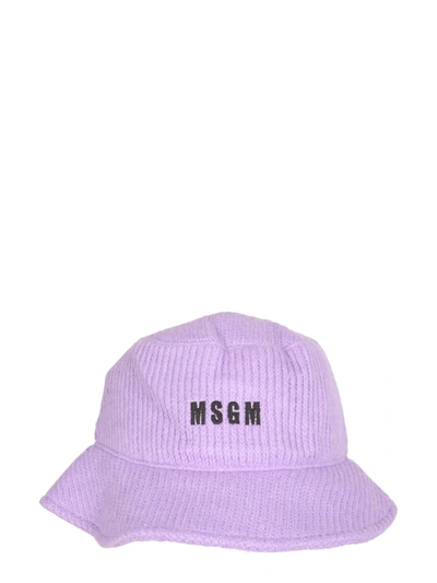 Shop Msgm Ribbed Bucket Hat In Lilla