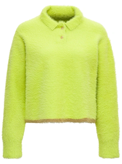 Shop Jacquemus Polo Neve Kiwi Green Sweater In Yellow