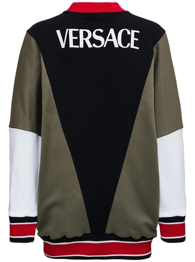Shop Versace Color Block Sweatshirt With Medusa Print In Multicolor