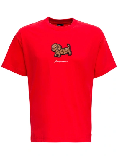 Shop Jacquemus Pistonun Red Organic Cotton T-shirt
