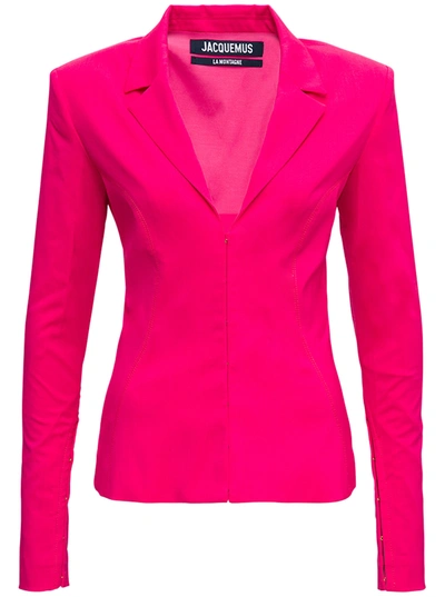 Shop Jacquemus La Veste Obiou Pink Wool Blazer In Fuxia