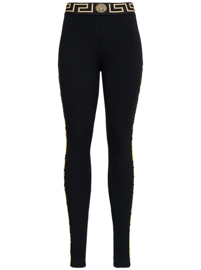 Shop Versace Leggings In Black