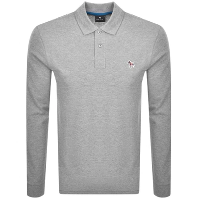 Shop Paul Smith Long Sleeved Polo T Shirt Grey