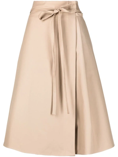 Shop Msgm Tied-waist Full Skirt In Nude