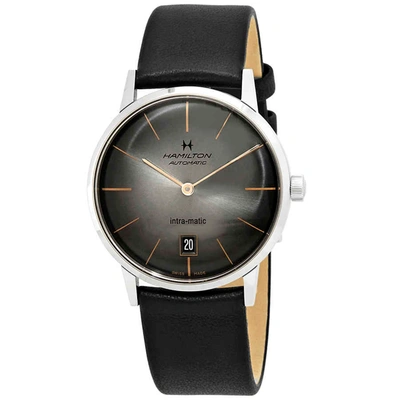 Shop Hamilton Intra-matic Automatic Black Dial Mens Watch H38455781 In Black,gold Tone,pink,rose Gold Tone,silver Tone