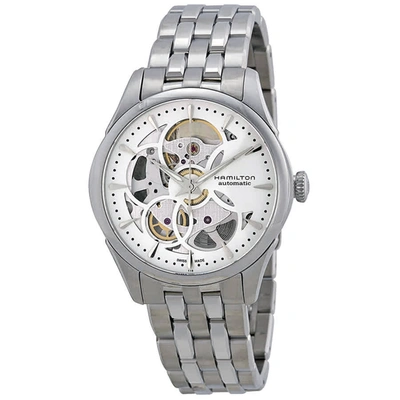 Shop Hamilton Jazzmaster Viewmatic Automatic Ladies Watch H32405111 In Skeleton / White