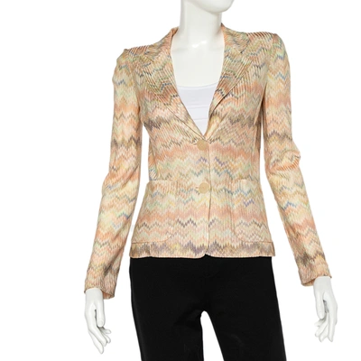 Pre-owned Missoni Light Pink Patterned Knit Button Front Blazer S
