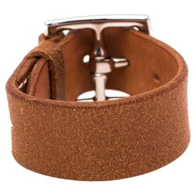 Pre-owned Hermes Brown Leather Etriviere Wrap Bracelet