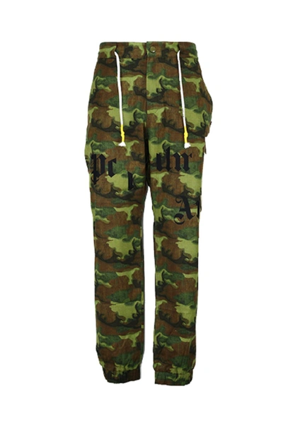 Shop Palm Angels Camouflage-print Cargo Trousers In Green