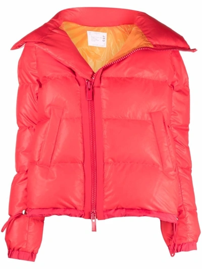Shop Sacai Hooded Puffer Jacket In Red