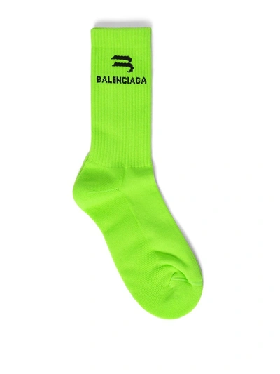 Shop Balenciaga B Tennis Socks In Green