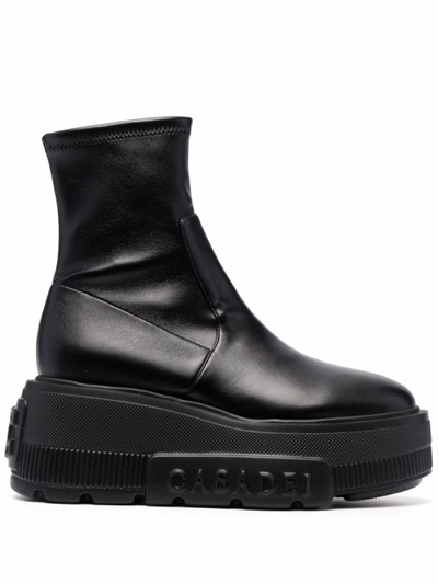 Shop Casadei C-chain Platform Ankle Boots In Black