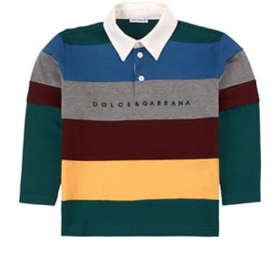 Shop Dolce & Gabbana Multicolor Striped Polo In Blue