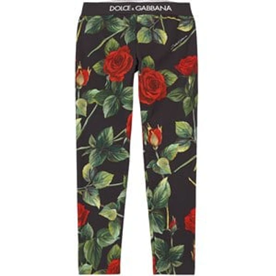Shop Dolce & Gabbana Black Rose Print Leggings