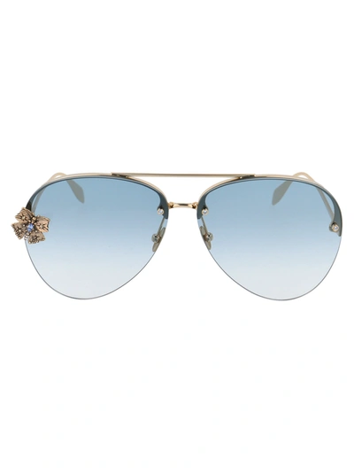 Shop Alexander Mcqueen Eyewear Aviator Sunglasses In Gold