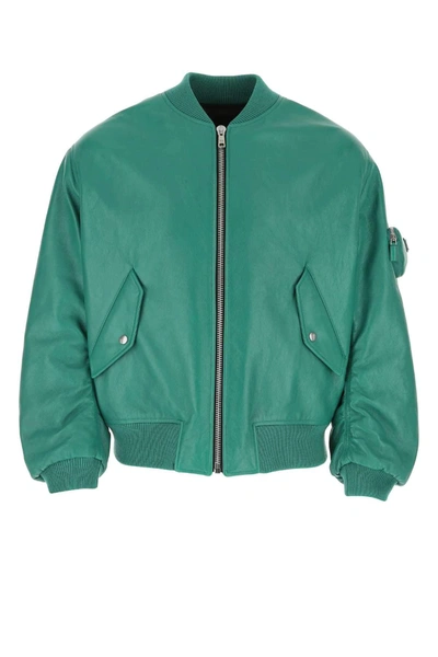 Prada green leather jacket hotsell