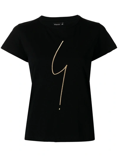 Shop Agnès B. Crew Neck T-shirt In 黑色