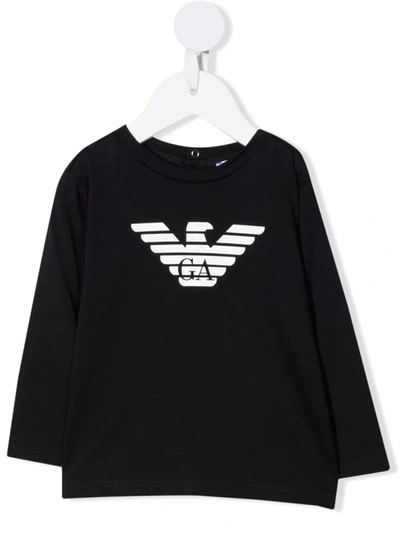 Shop Emporio Armani Logo-print Cotton T-shirt In 蓝色