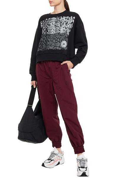 Shop Adidas By Stella Mccartney Leopard-print Cotton-blend Fleece Sweatshirt In Black