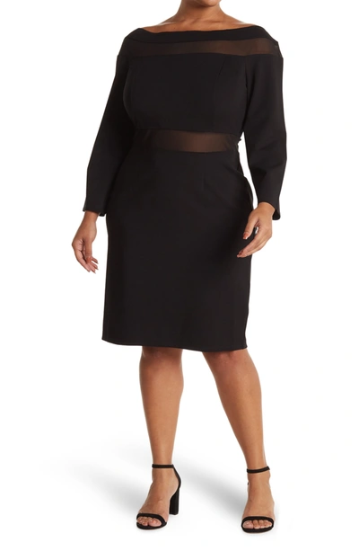 Love By Design Luna Mesh Panel Off-the-shoulder Midi Dress In Black