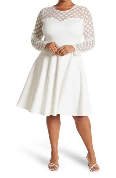 Shop Love By Design Stella Long Sleeve Dot Mesh Minidress In Cream