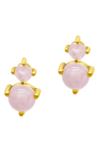 Shop Adornia Fine Double Stack Rose Quartz Stud Earrings In Multi