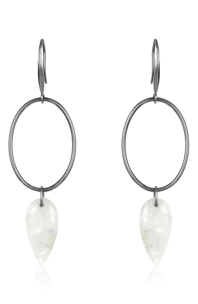 Shop Adornia Fine Moonstone Two Tier Drop Earrings In Silver