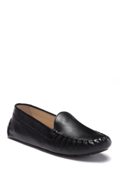 Shop Cole Haan Evelyn Leather Driver In Black Leat