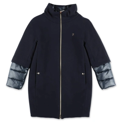 Shop Herno Kids Padded Layered Coat In Navy
