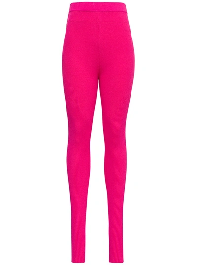 Shop Jacquemus Arancia Ribbed-knit Leggings In Pink