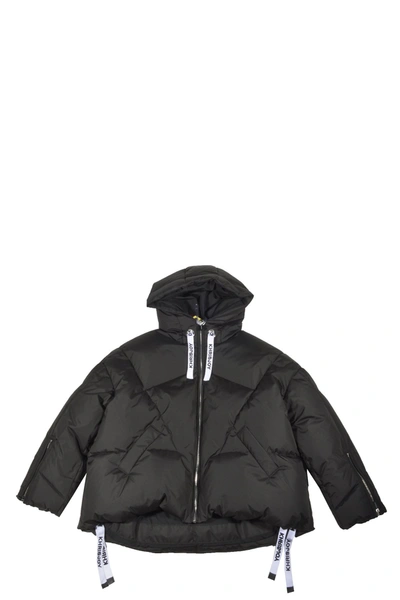 Shop Khrisjoy Kids Hooded Puffer Jacket In Black
