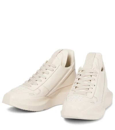 Shop Rick Owens Geth Leather Sneakers In 白色