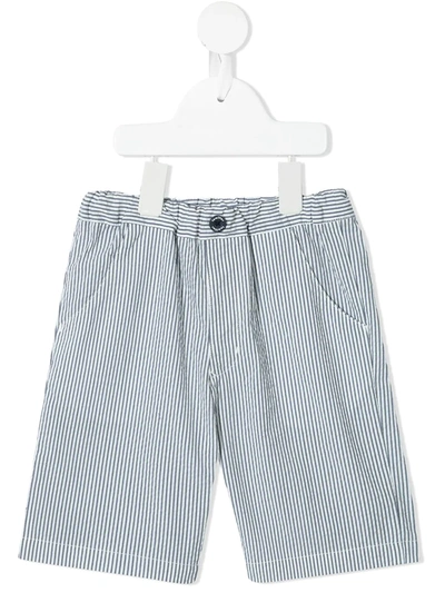 Shop Familiar Striped Cotton Shorts In Grey
