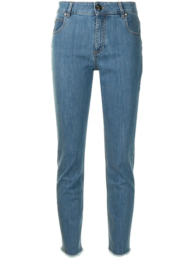 Shop Lorena Antoniazzi Slim Fit Cropped Jeans In Blue