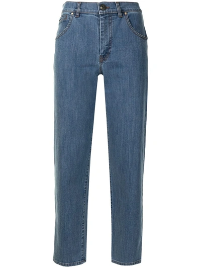 Shop Lorena Antoniazzi Cropped Straight-leg Jeans In Blue