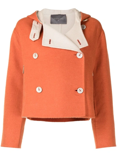 Shop Lorena Antoniazzi Boxy Double-breasted Cropped Jacket In Orange