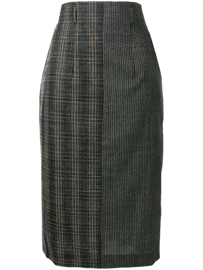 Shop Lorena Antoniazzi Checked Virgin Wool-blend Midi Skirt In Grey