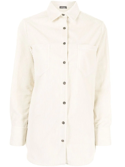 Shop Kiton Long-sleeve Corduroy Shirt In White