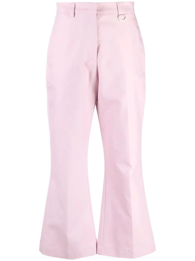 Msgm High-waist Cropped Trousers In Pink