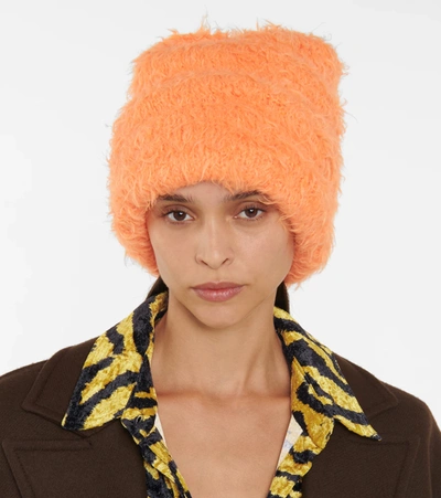 Shop Attico Oversized Knit Beanie In Orange