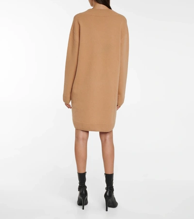 Shop Dries Van Noten Wool Sweater Dress In Beige