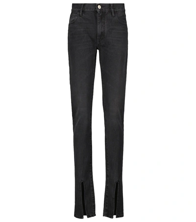 Shop Attico High-rise Slim Split-hem Jeans In Black